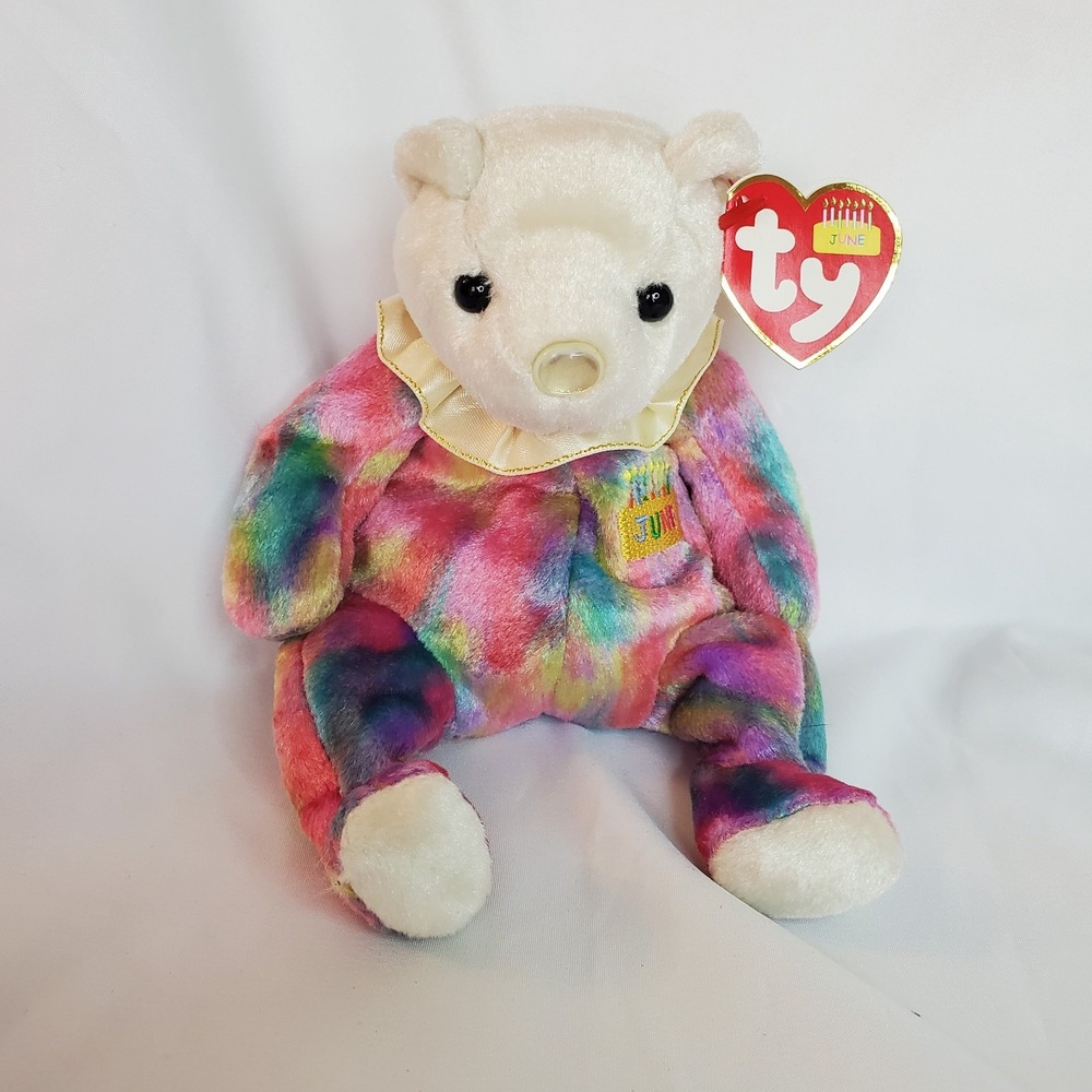 Ty Beanie Baby‎ - JUNE the Birthday Bear 7.5" Plush Stuffed Animal Toy With Tags